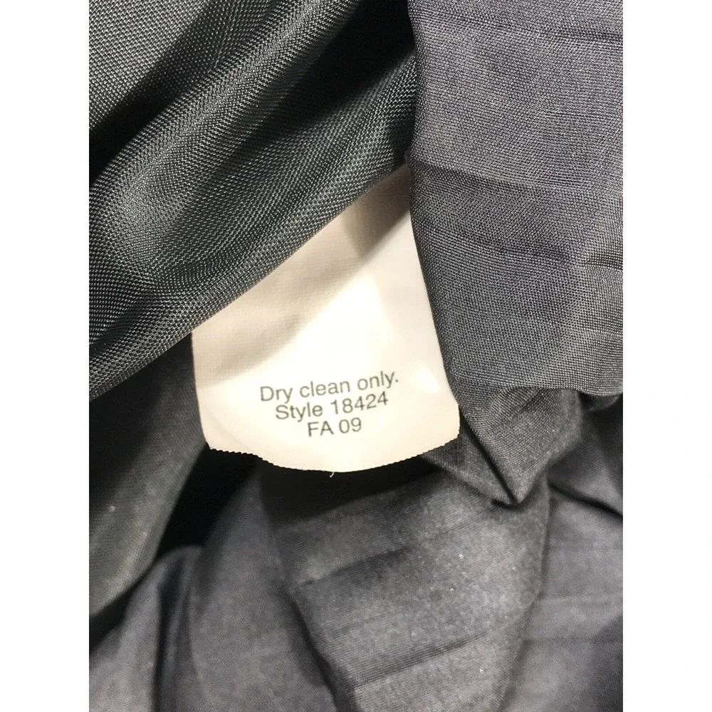 J Crew Wool Pea Coat Womens 4 Dark Gray Open Front Ruffle Silk Trim Preppy Y2K - Picture 8 of 9